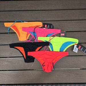 TYR Durafast Women's Neon/black Micro Bikini Bottom Bundle 5 Sz S NEW (1 Sample)